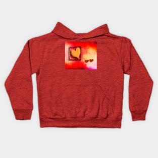 Golden Boxed Heart And Two Red Kids Hoodie